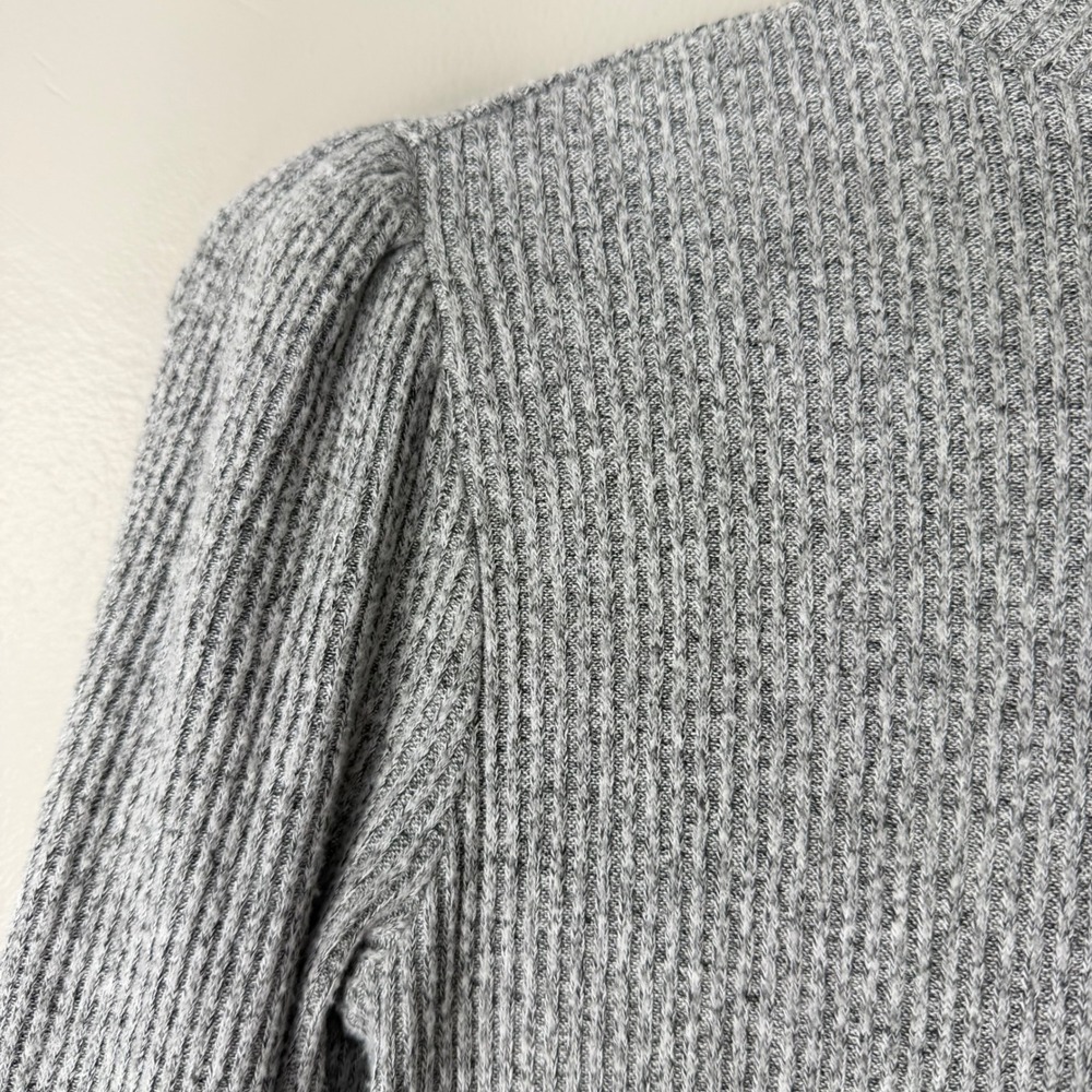 Garage Womens Grey Ribbed Mock Neck Puff Shoulder Mini Sweater Dress XS - Picture 4 of 6